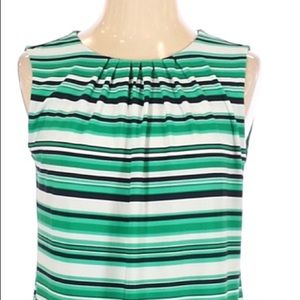 Roz & Ali 2X Green Stripe Sleeveless Top